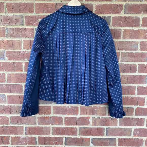 TORY BURCH Lane Back Pleated Bifabric Windbreaker Removable Hoodie Jacket - Picture 5 of 16